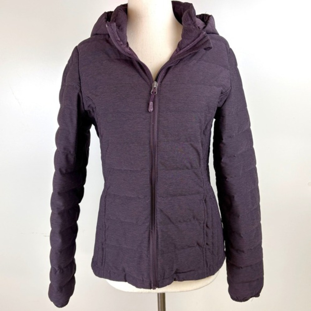 Heatkeep Womens‎ Down Puffer Jacket Purple Hooded Full Zip Small XS